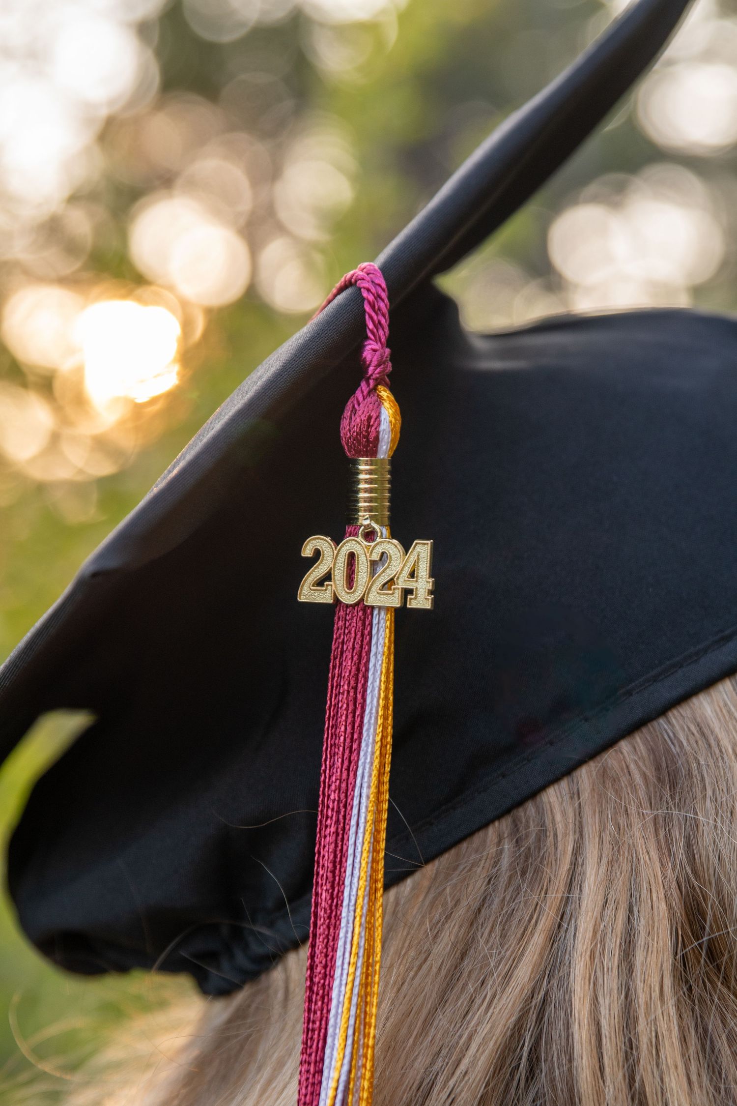 a detail shot of a graduation cap in boise, idaho