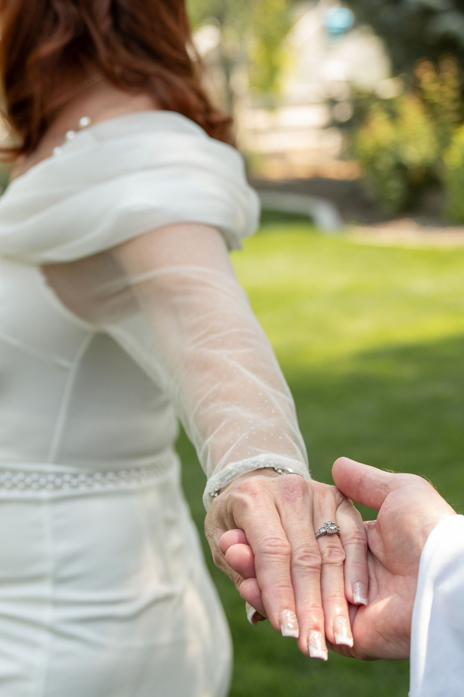 A detail shot of a ring on a bride's hand in Nampa, Idaho.