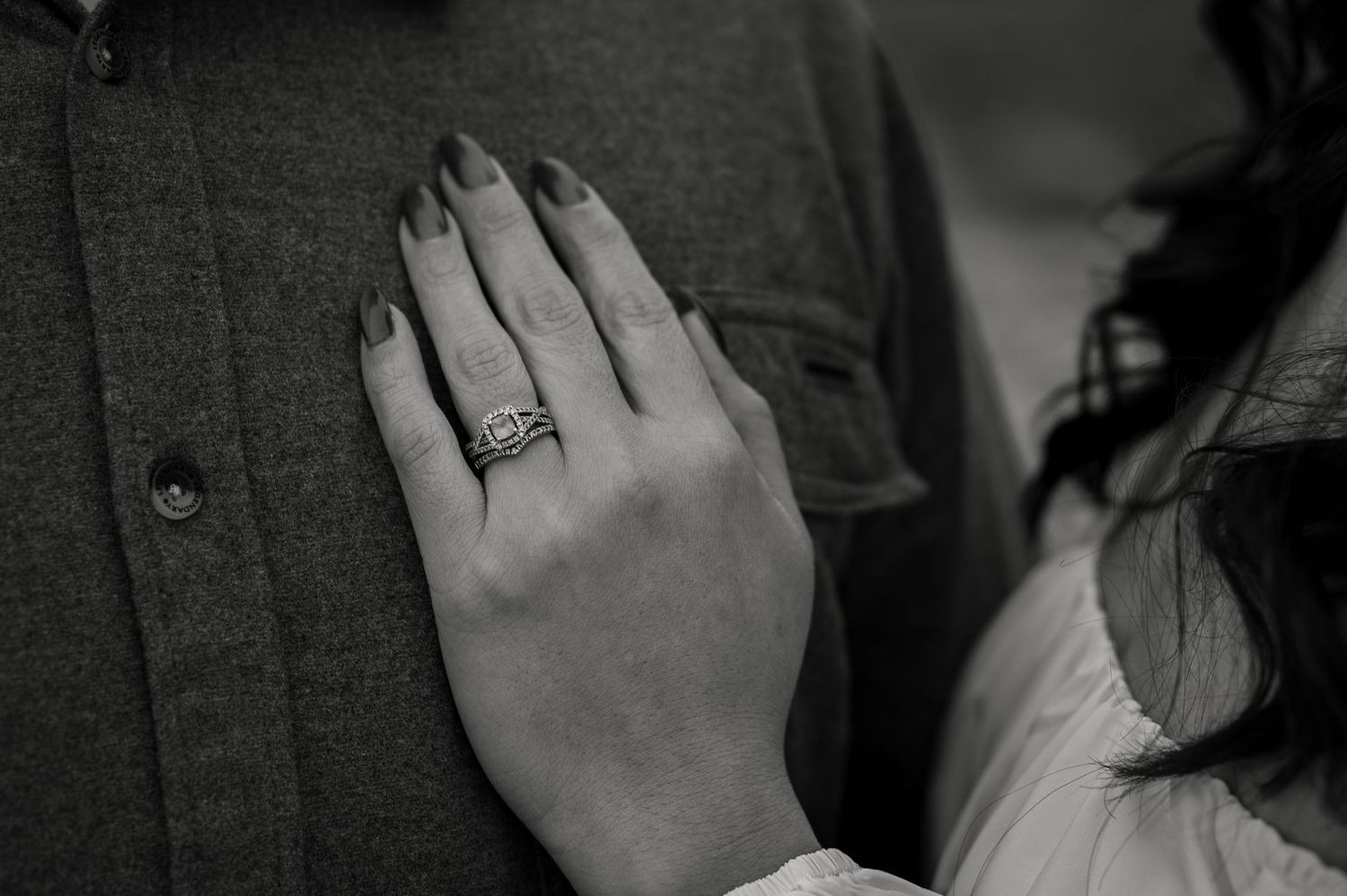 A detail shot of a ring at an Idaho engagement photoshoot.