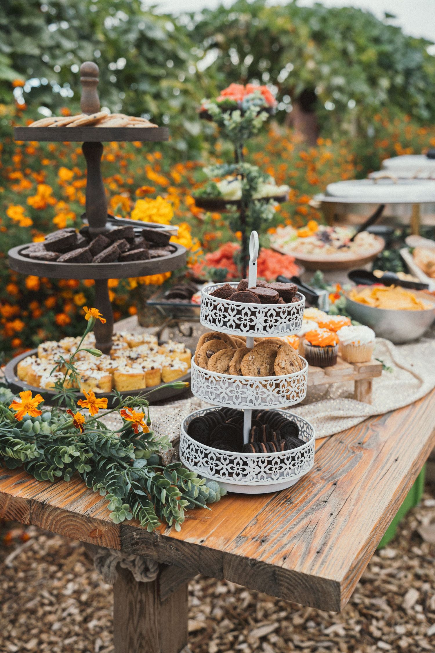 Food at a wedding party at good life farms in eagle, idaho