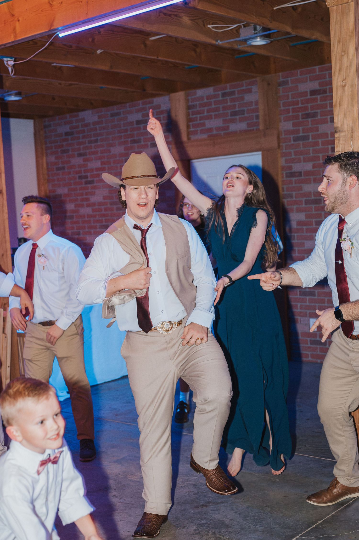 Groom dancing at a wedding reception in Kuna, Idaho