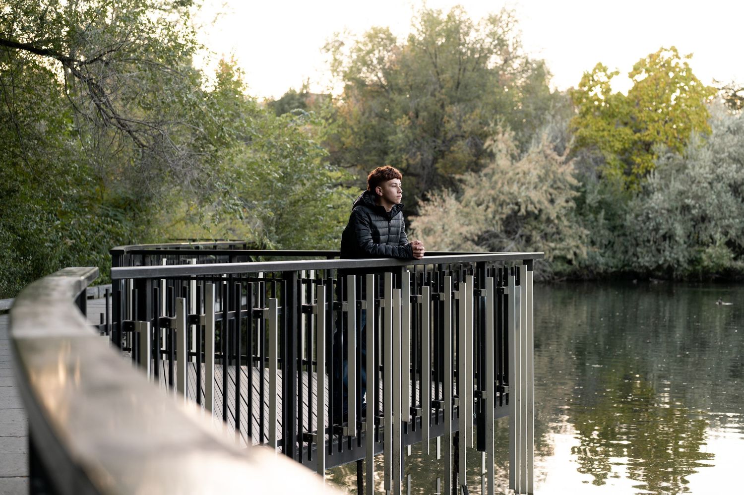 A moody shot of a teenage boy during his portrait session in Boise, Idaho.