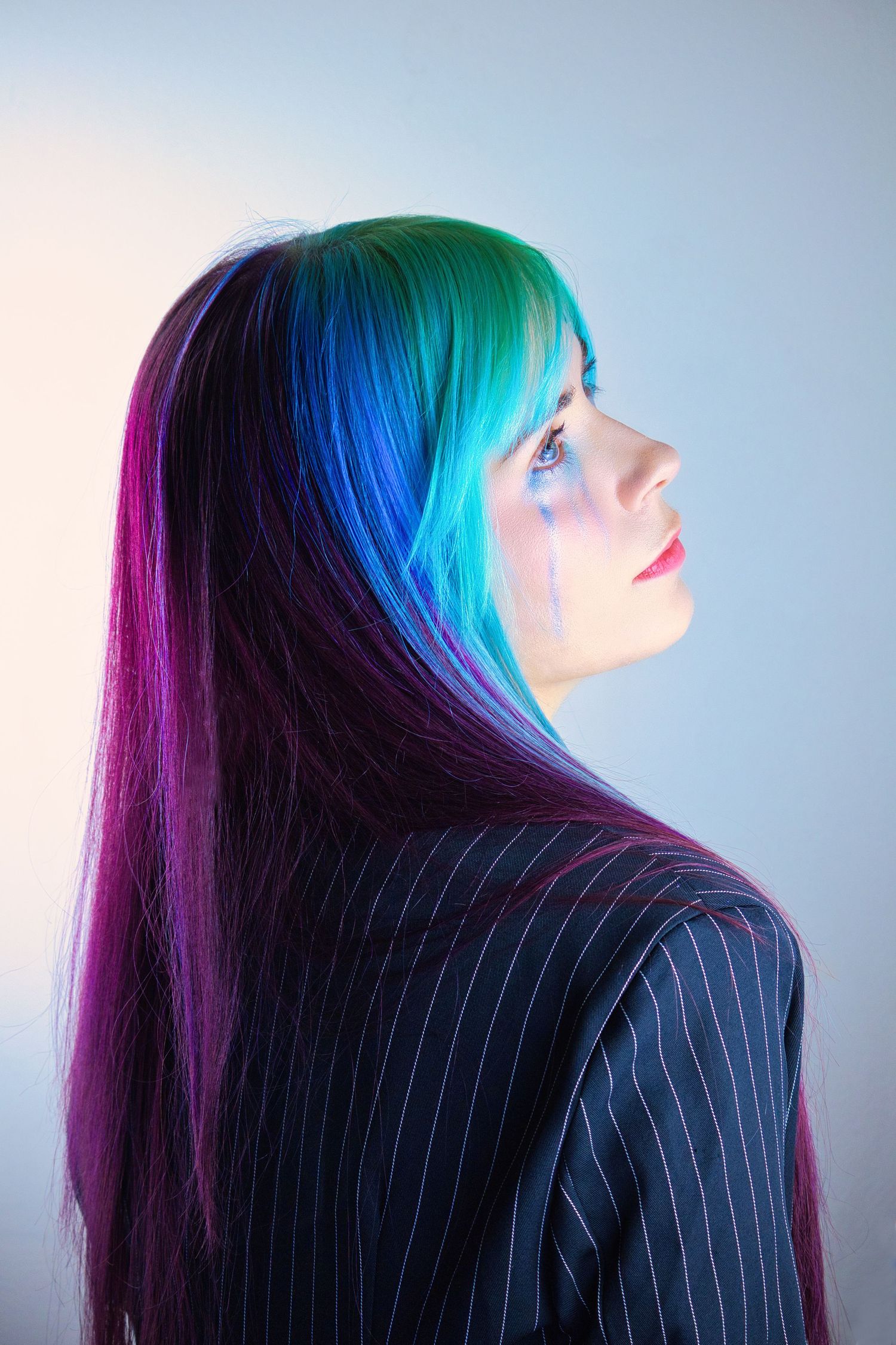 self portrait with fun hair colors using Good Dye Young