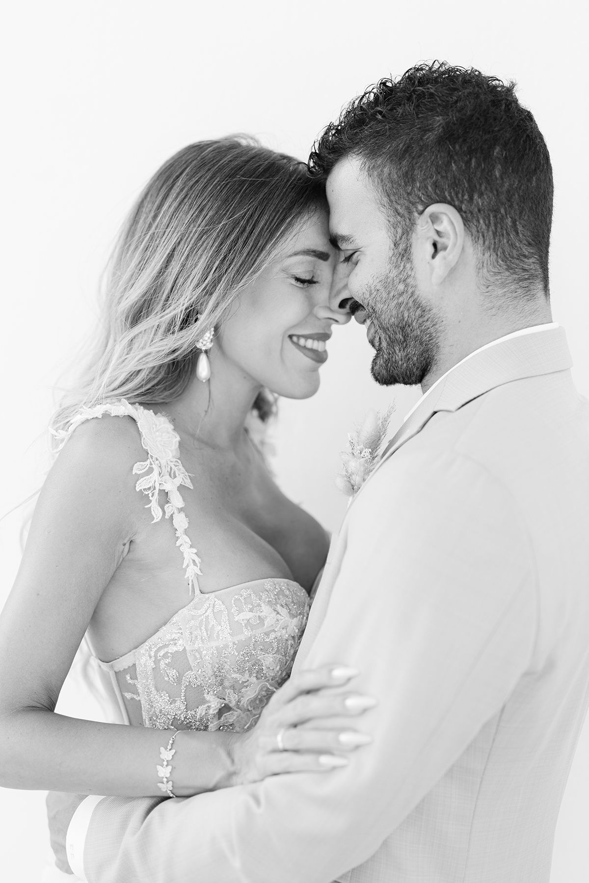 American couple wedding in Greece with elegant coastal portraits near Athens