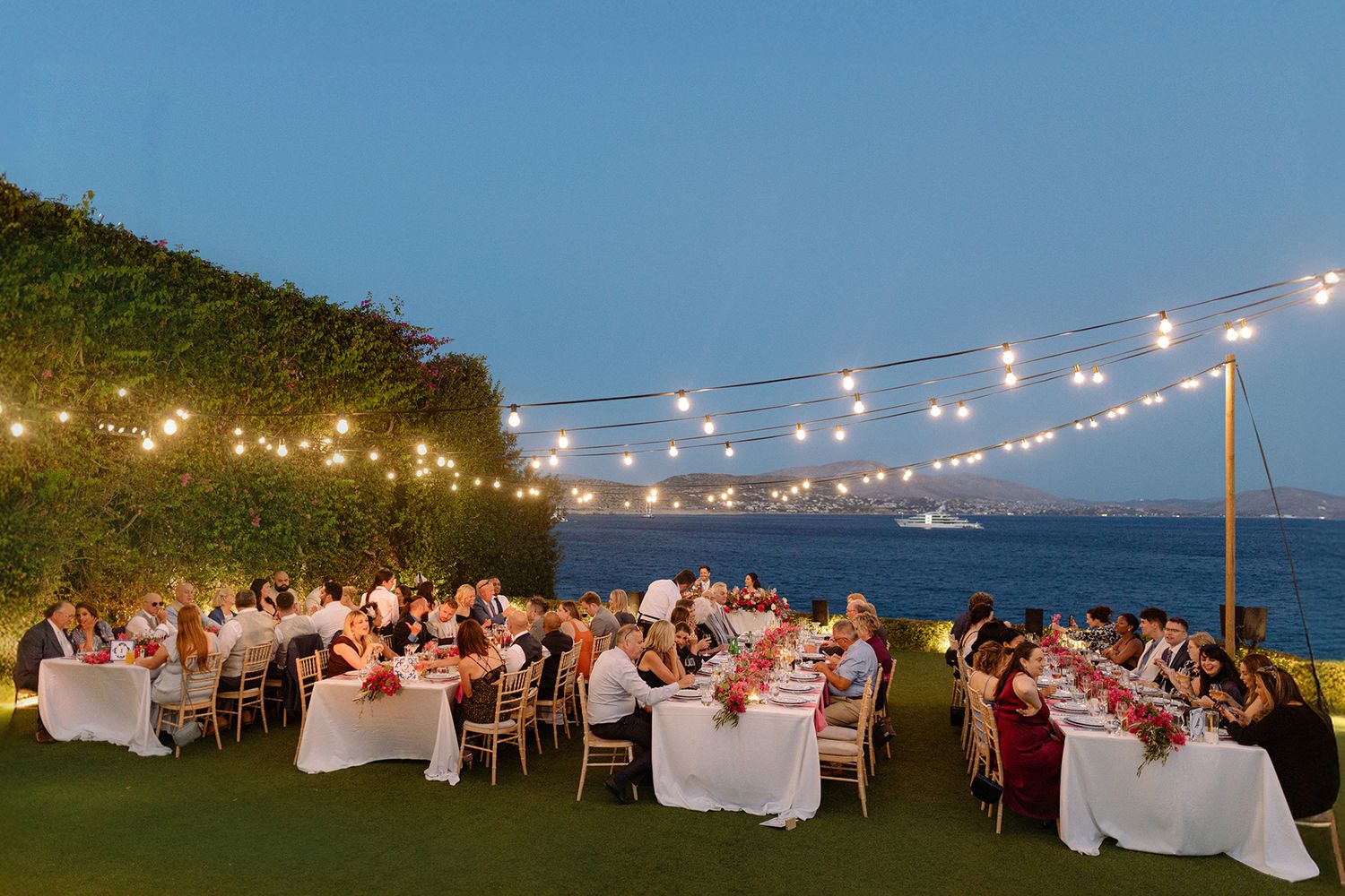 Seaside wedding reception at Island Art and Taste Athens Riviera