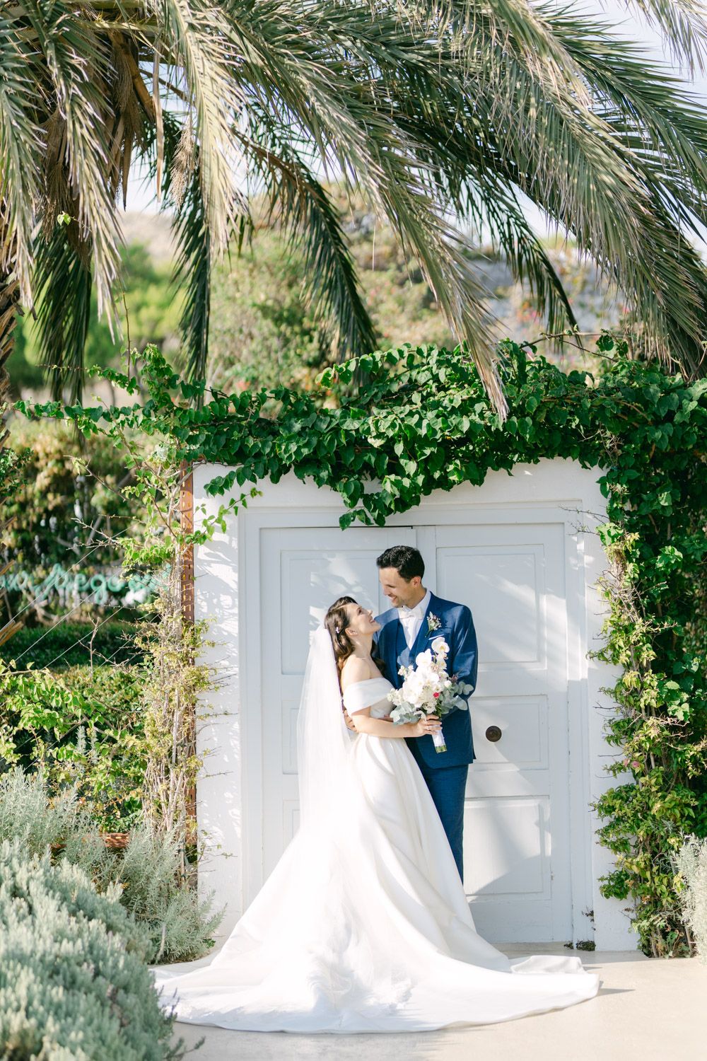 Island Art and Taste wedding couple portrait on the Athens Riviera in Greece