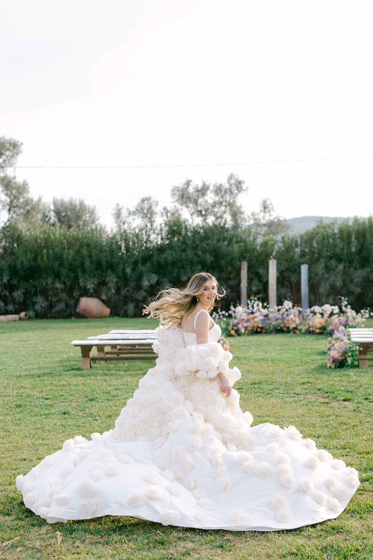 Bride portrait in Greece with calm editorial and fine art style