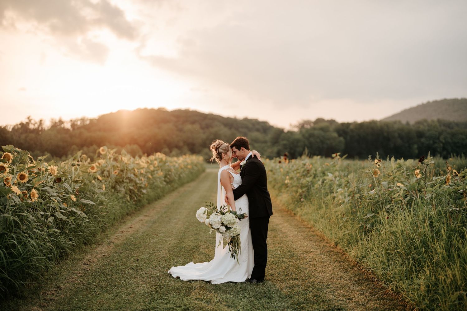 Bridal portrait during golden hour at Herman and Luther wedding venue in Montoursville PA