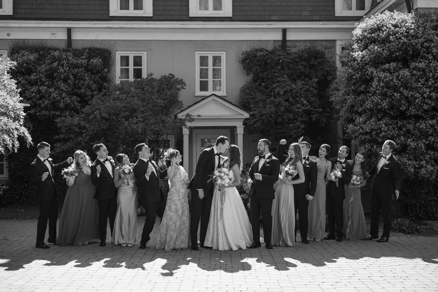 Elegant bridal party at The Inn at Barley Sheaf Farm in Holicong, PA