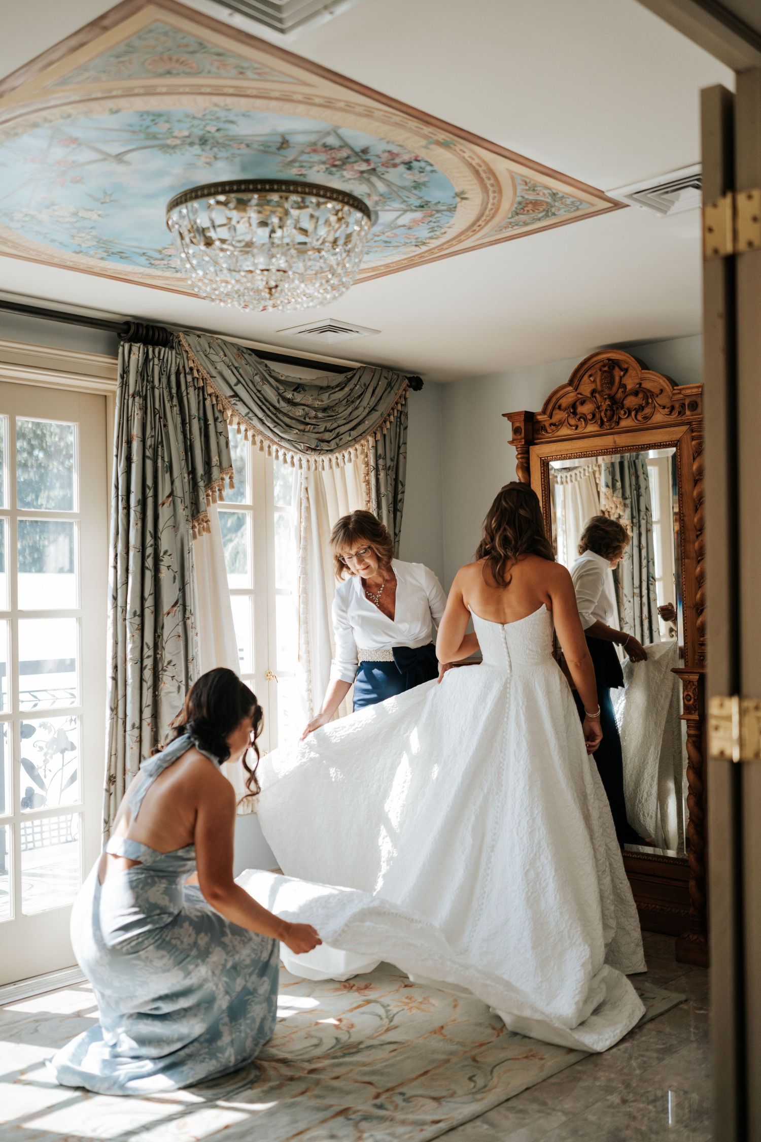 Bride Getting Ready at The Inn at Barley Sheaf Farm in Holicong, PA