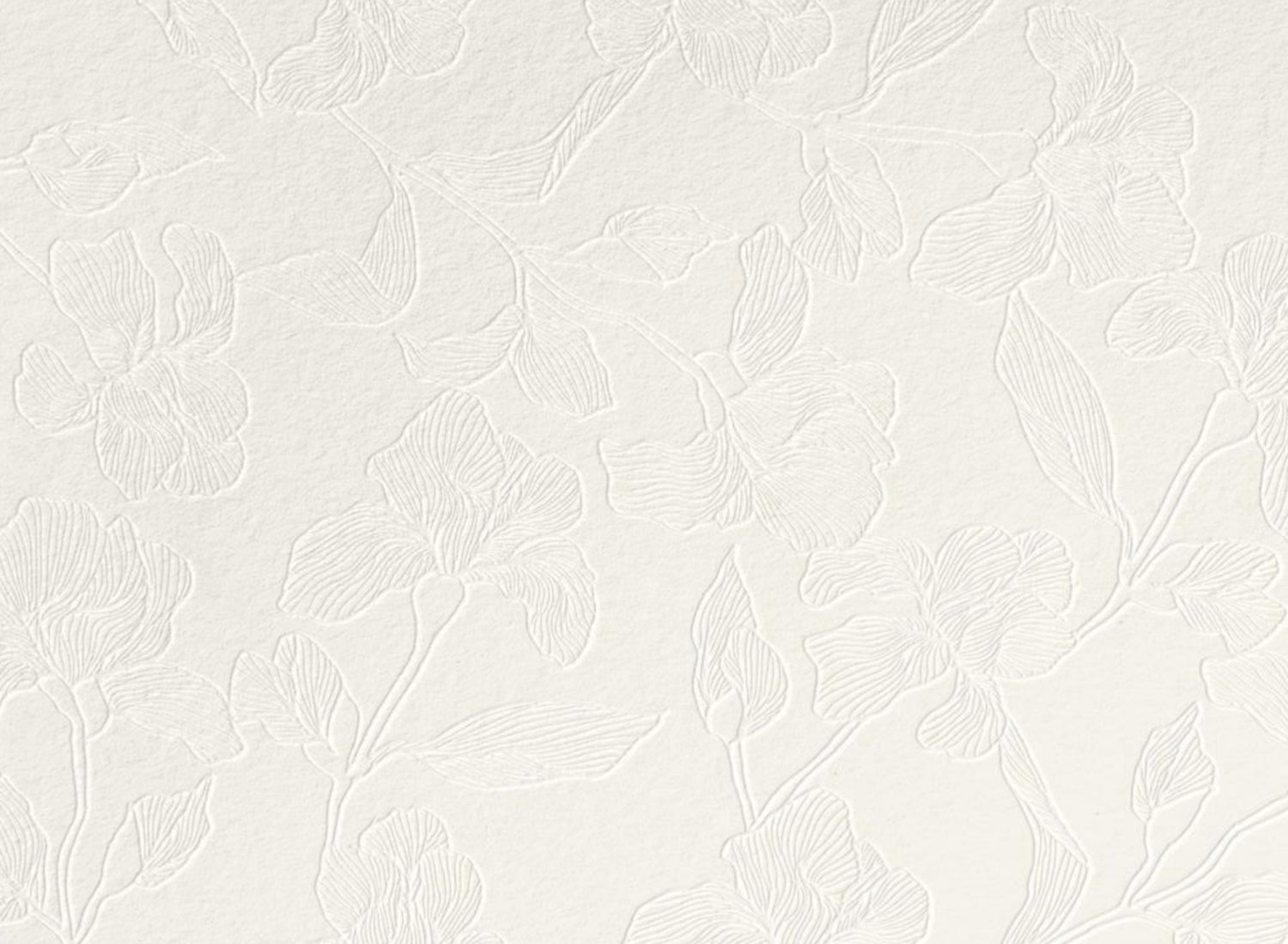 Textured white paper or fabric background with subtle floral creases and natural lighting.