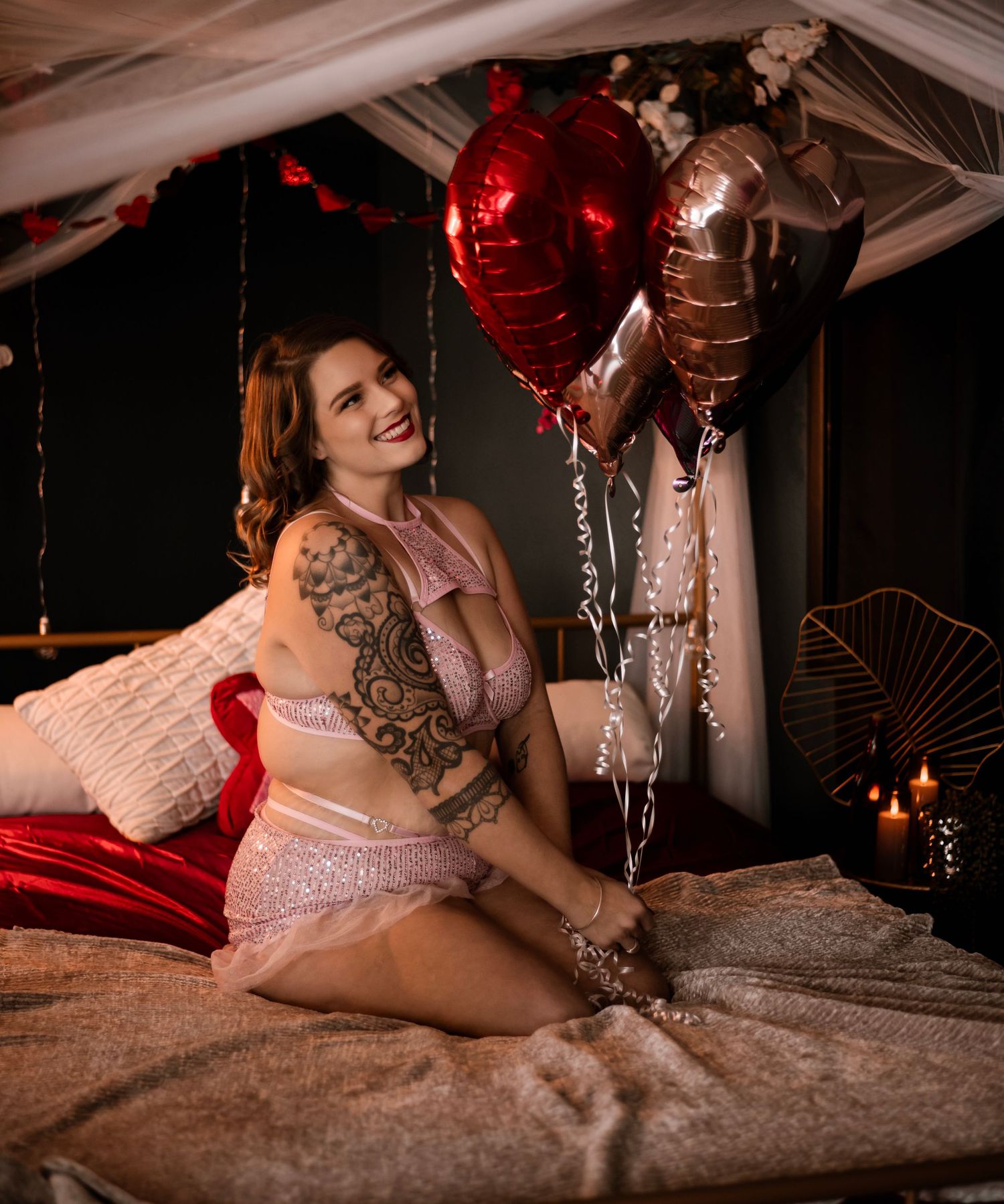 Birthday Empowering boudoir photo celebrating natural beauty & bold self-expression in a dark, refined style. Las Vegas Boudoir photographer