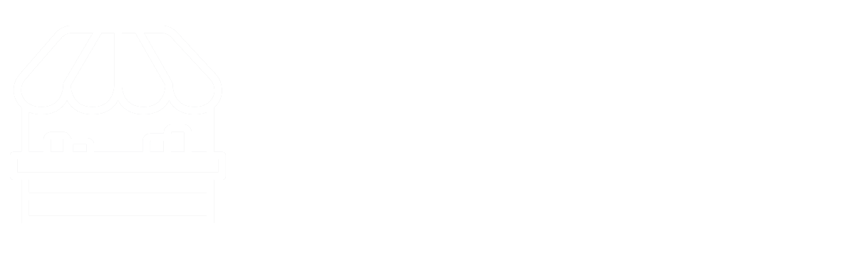 A minimalist white logo design on a clean white background with subtle circular graphic elements.
