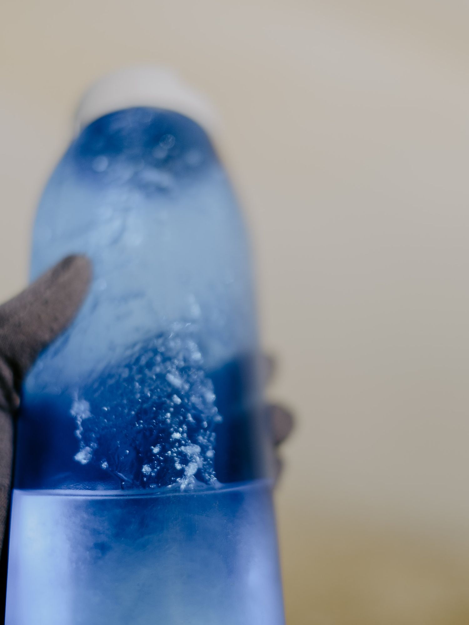 Frozen water bottle on Thorong La Pass