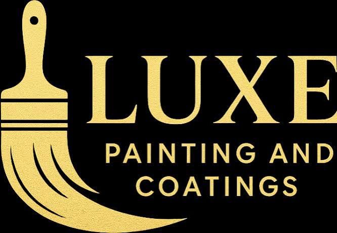 Luxe Painting and Coatings logo with gold paintbrush icon on black background in elegant serif font.