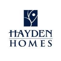 Hayden Homes logo with a stylized tree illustration and navy blue serif text.