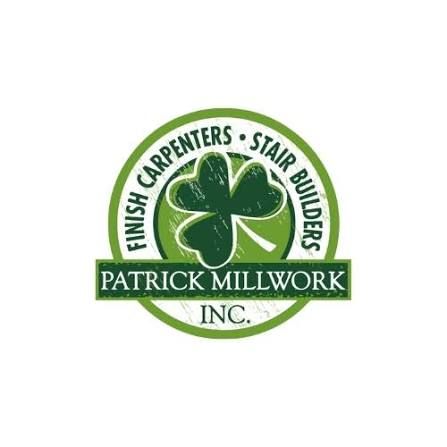 Patrick Millwork Inc finish carpenters and stair builders logo with green shamrock badge.