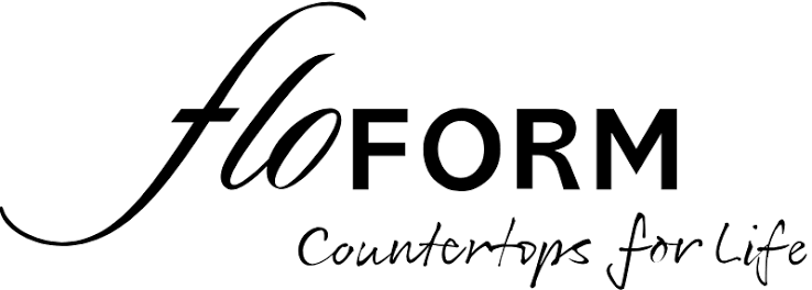 FloForm Countertops for Life logo with elegant script and serif typography in black.