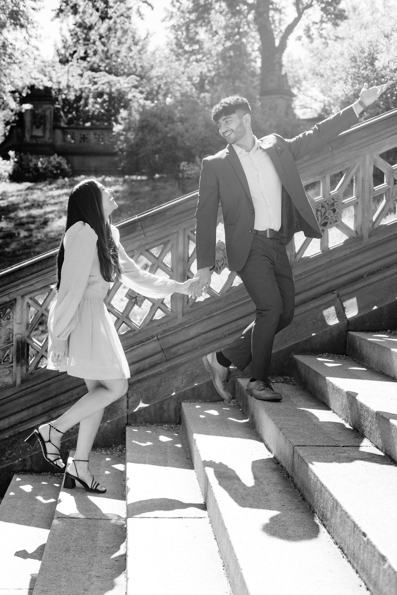 couple walking up the stairs
