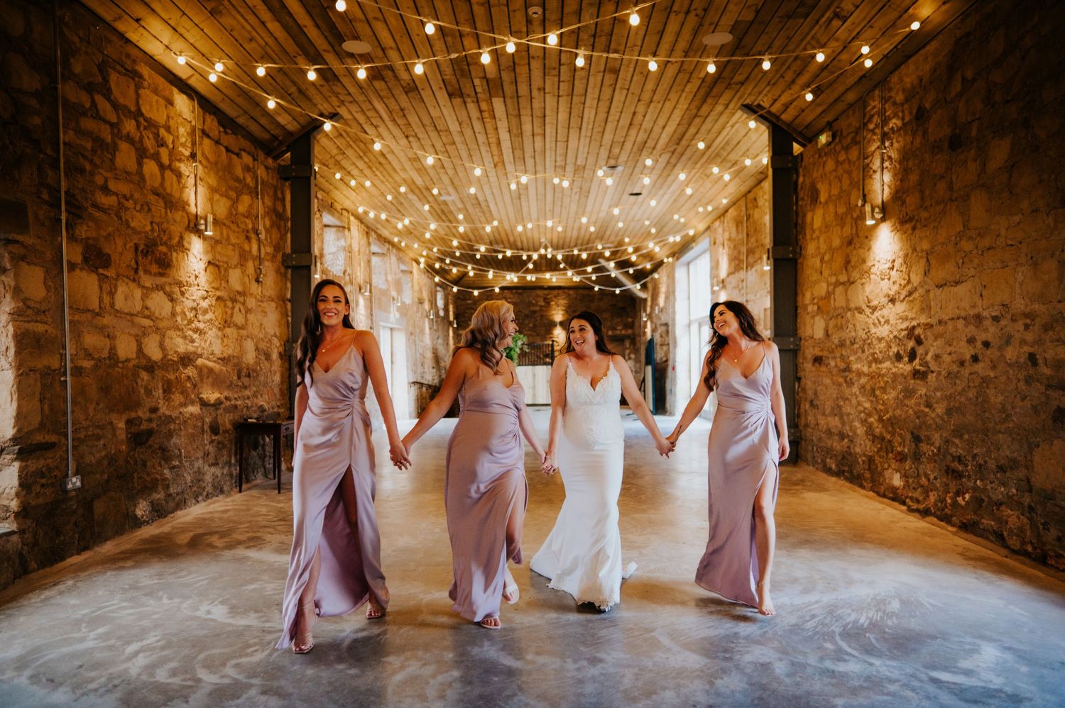 bride and bridesmaids at st andrews wedding
