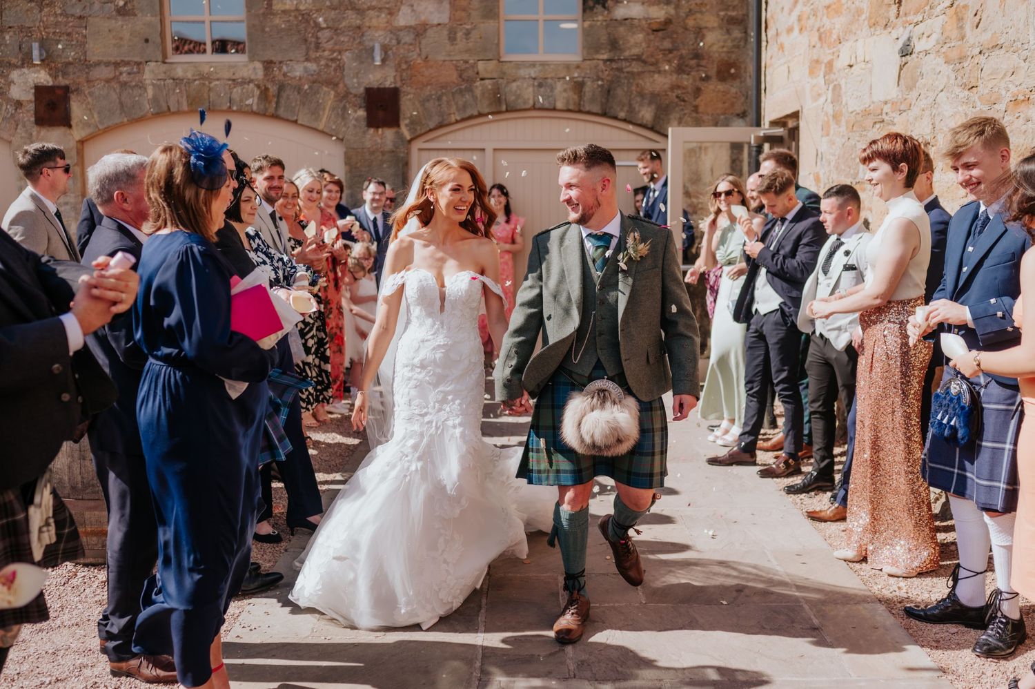 wedding confetti at st andrews wedding venue falside mill
