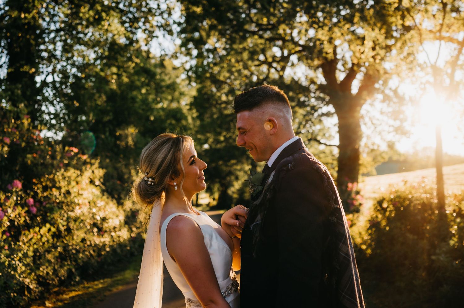 bride and groom by luxury editorial wedding photographer