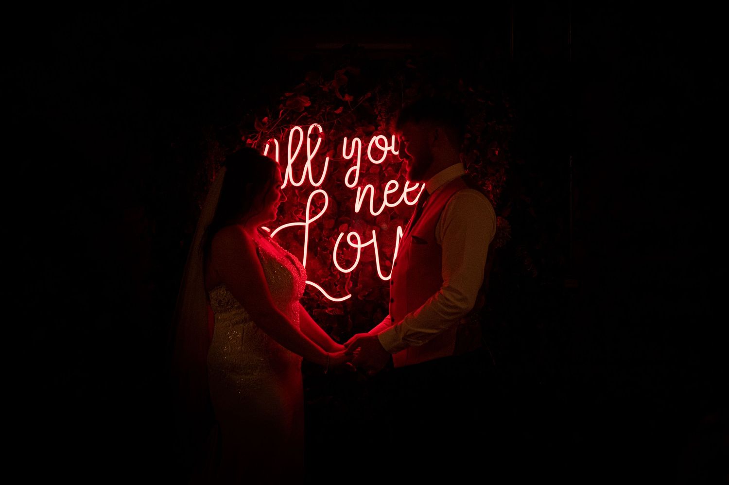 wedding neon sign at st andrews wedding venue falside mill