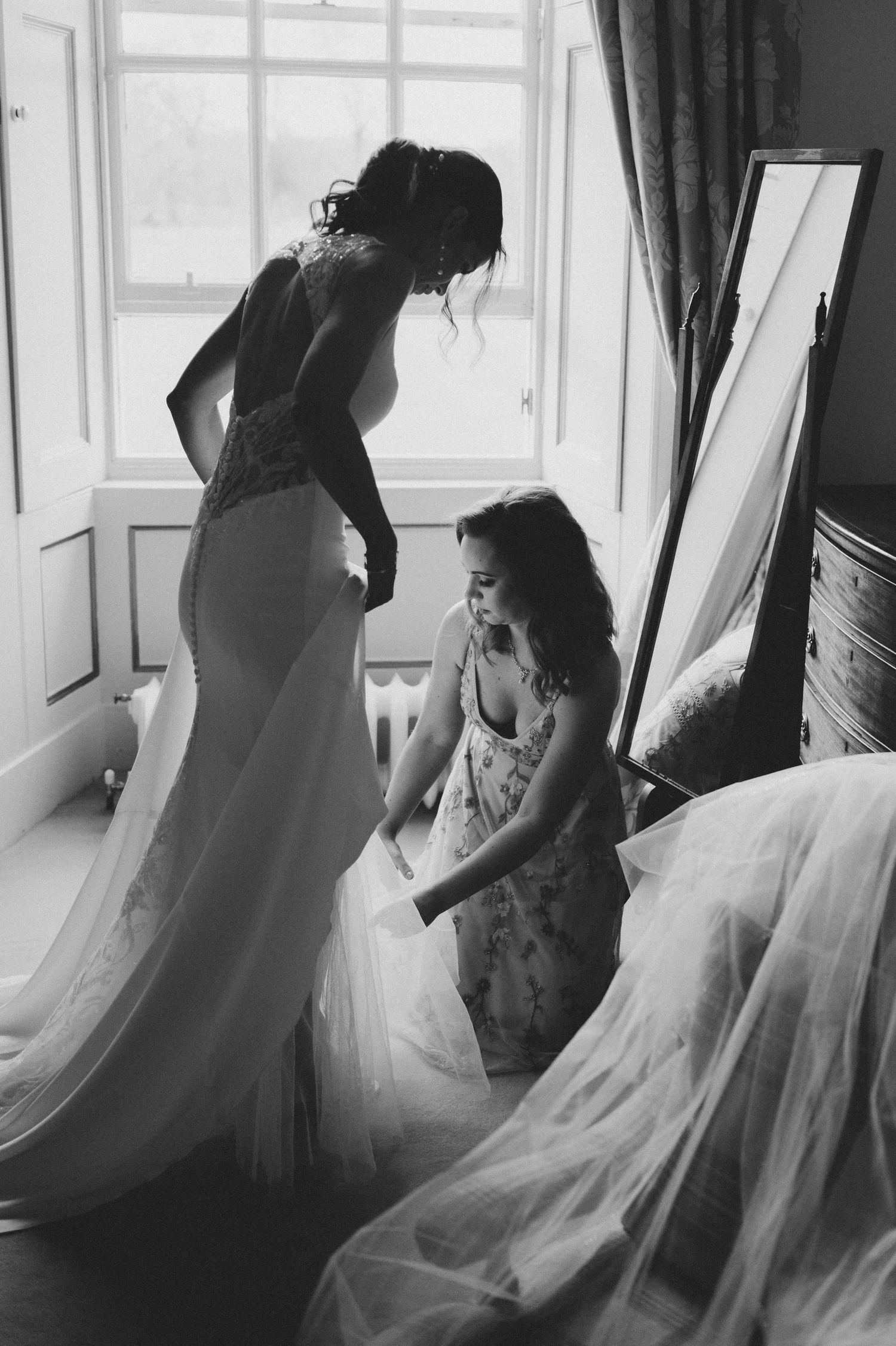 editorial wedding photography of bride at luxury gilmerton house wedding