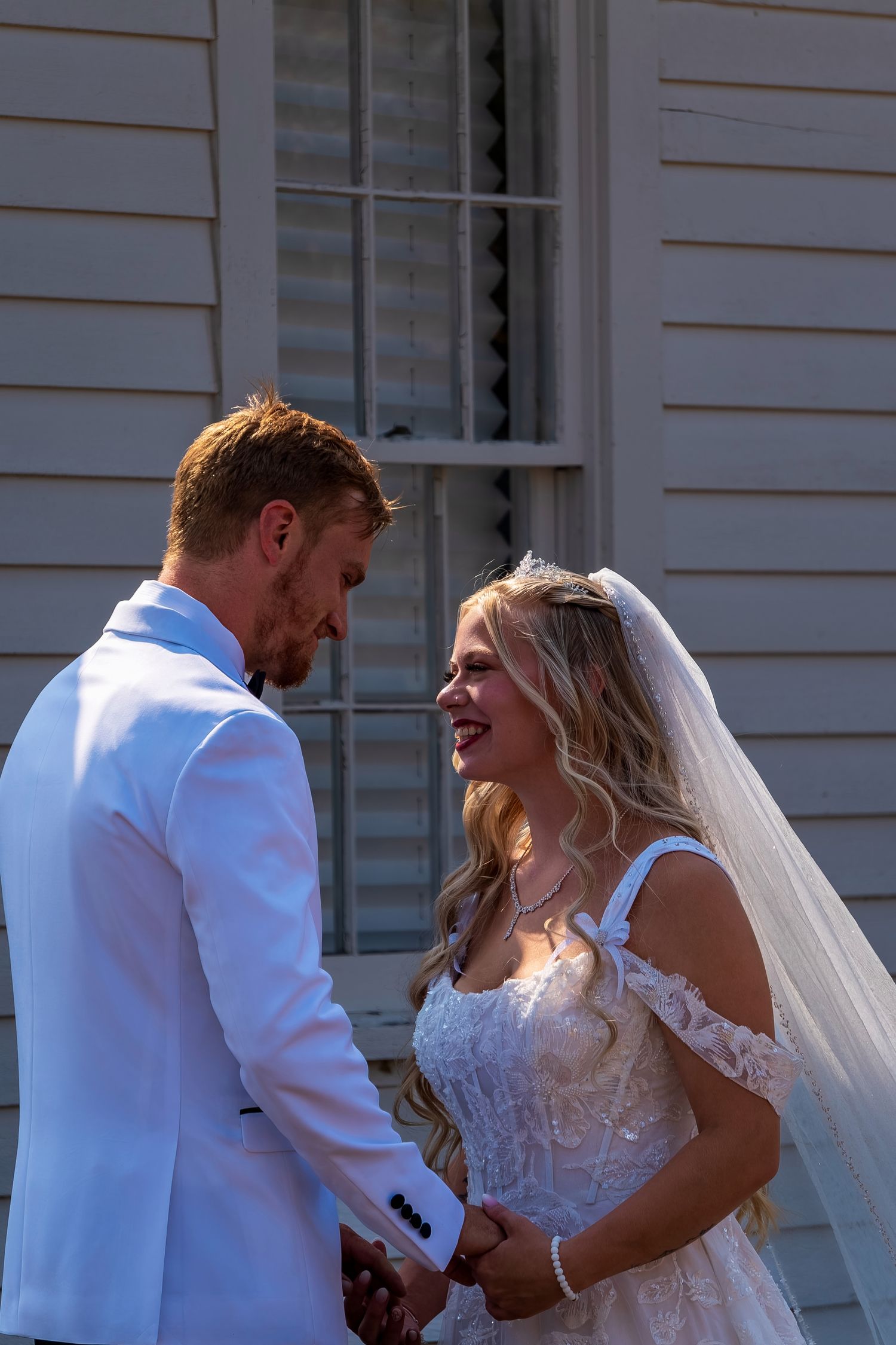 Series of candid wedding photos showing genuine emotions and reactions.