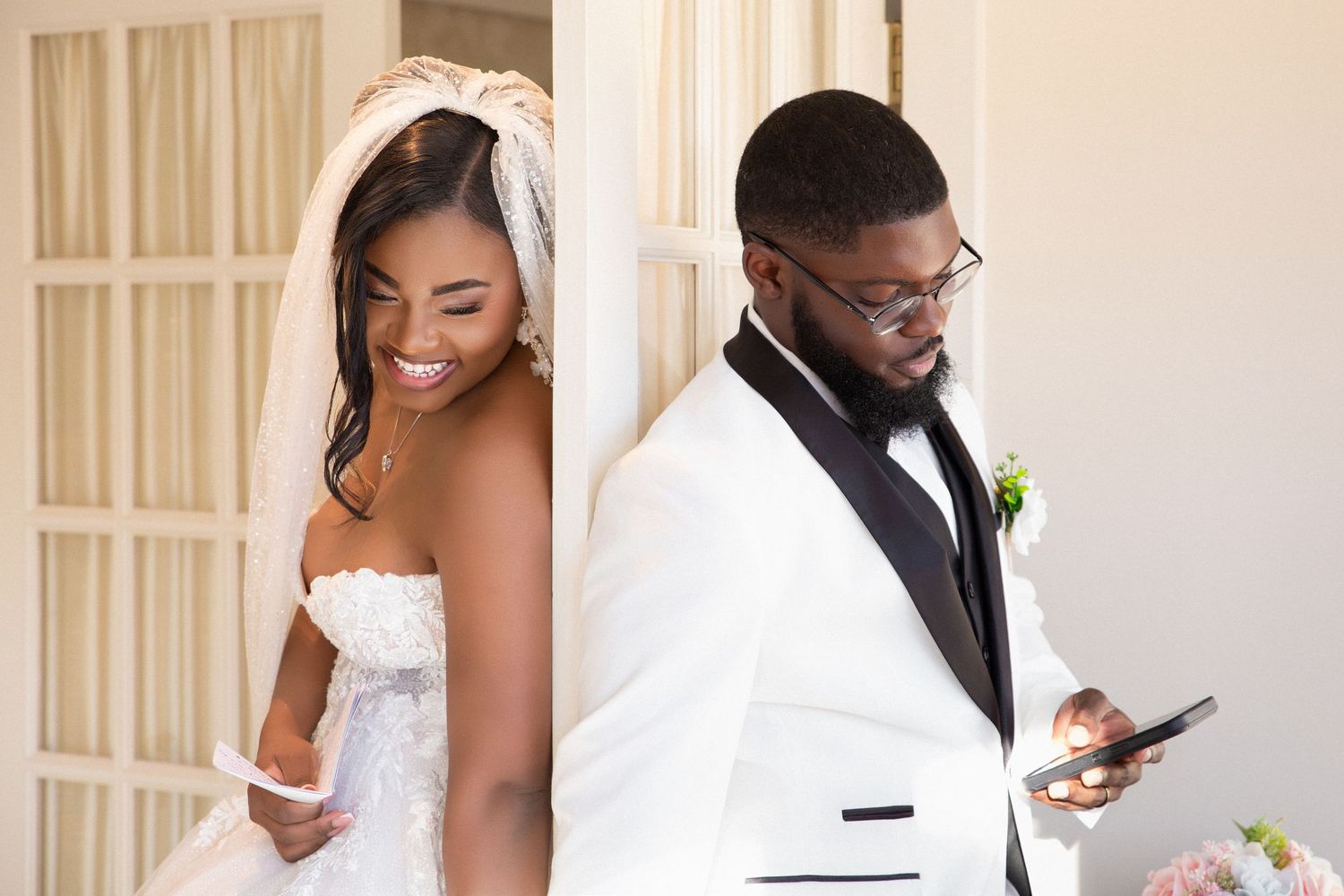Bride and groom doing a 