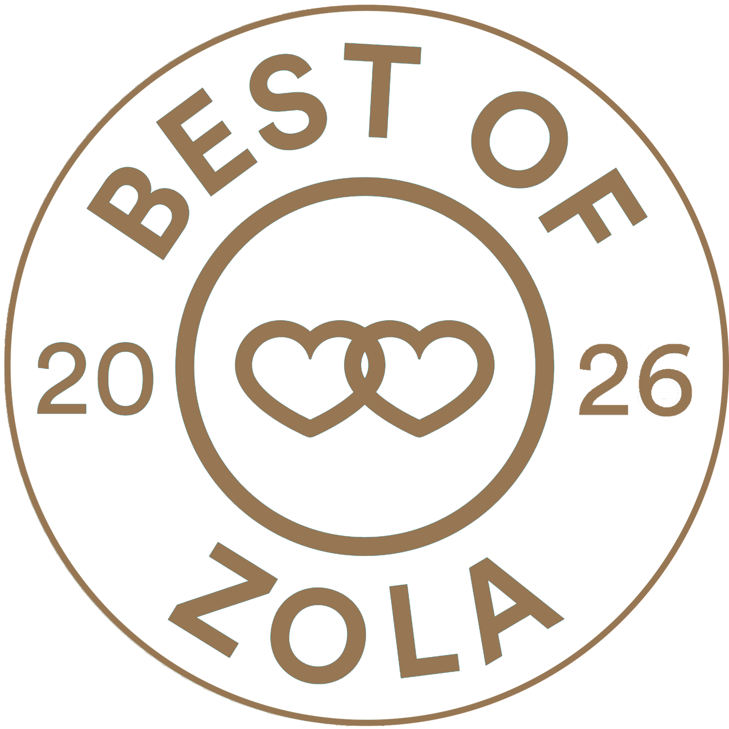 Best of Zola 2026 award badge with interlinked hearts logo, Xenia Helix Photography, Boston, MA