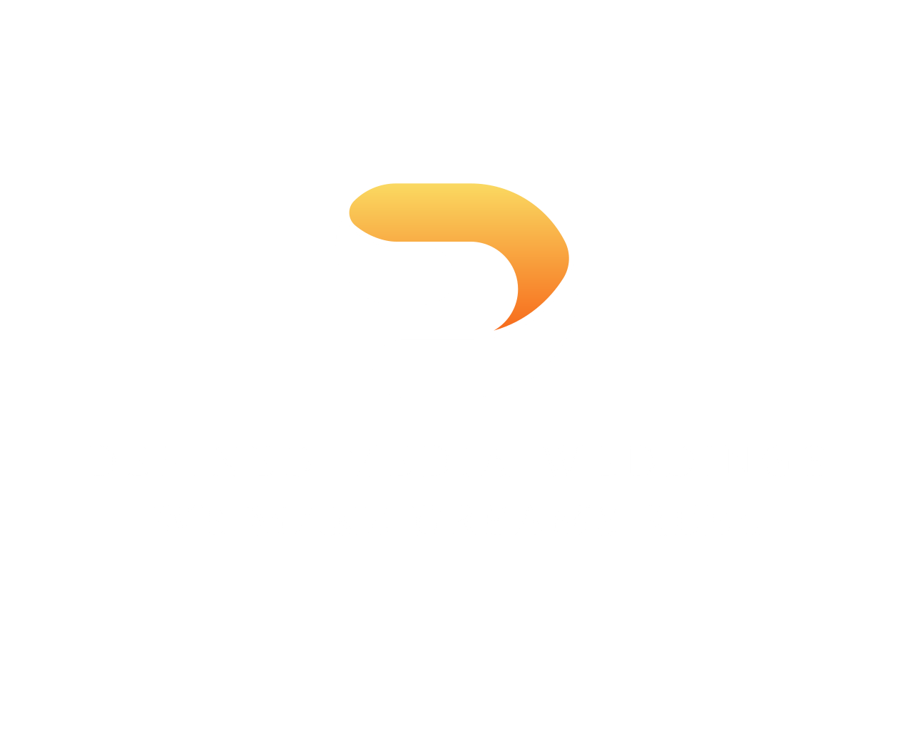 Simple curved orange shape design element on white background.