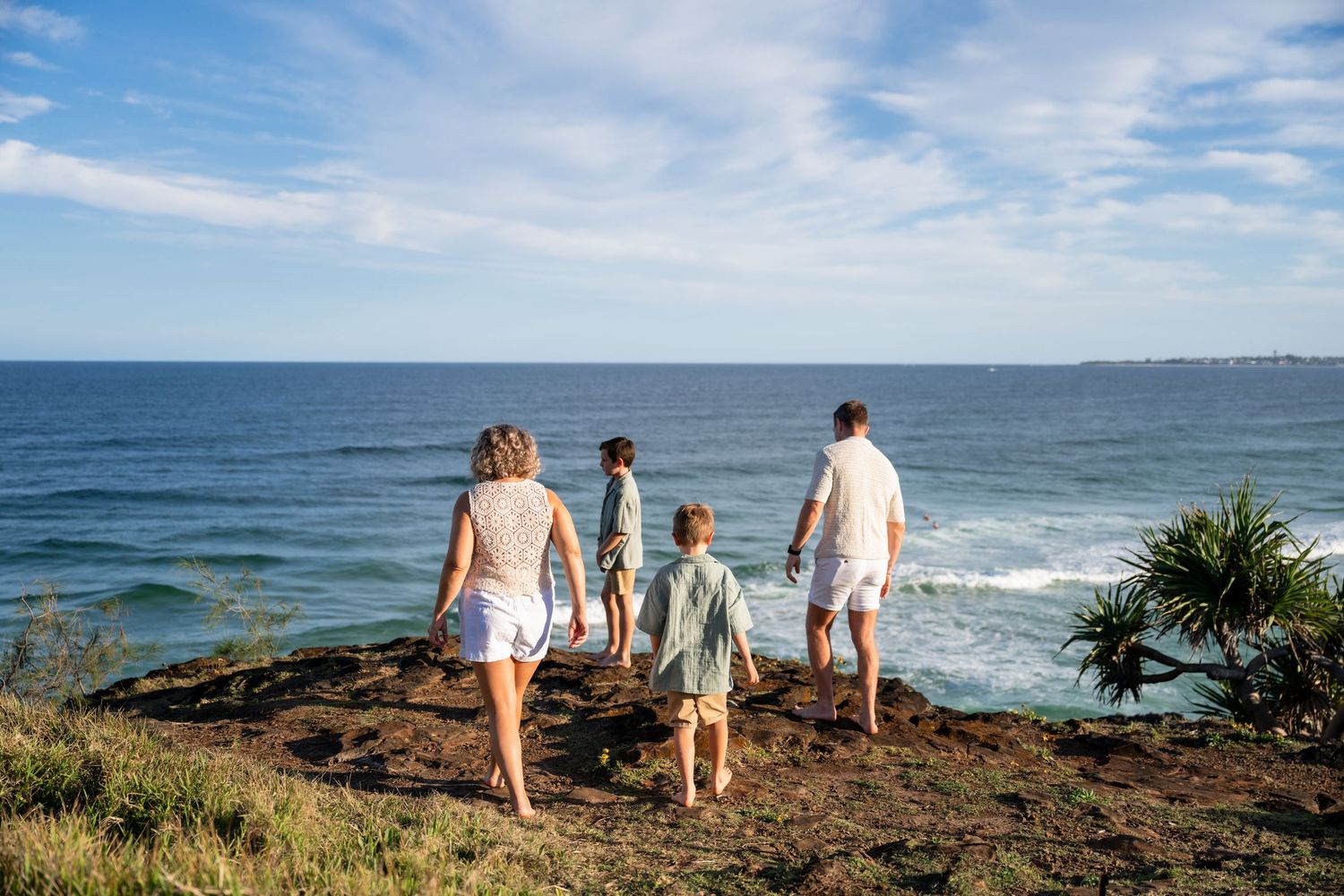 Fingal headland at golden hour with a Gold Coast family who are on holidays.
