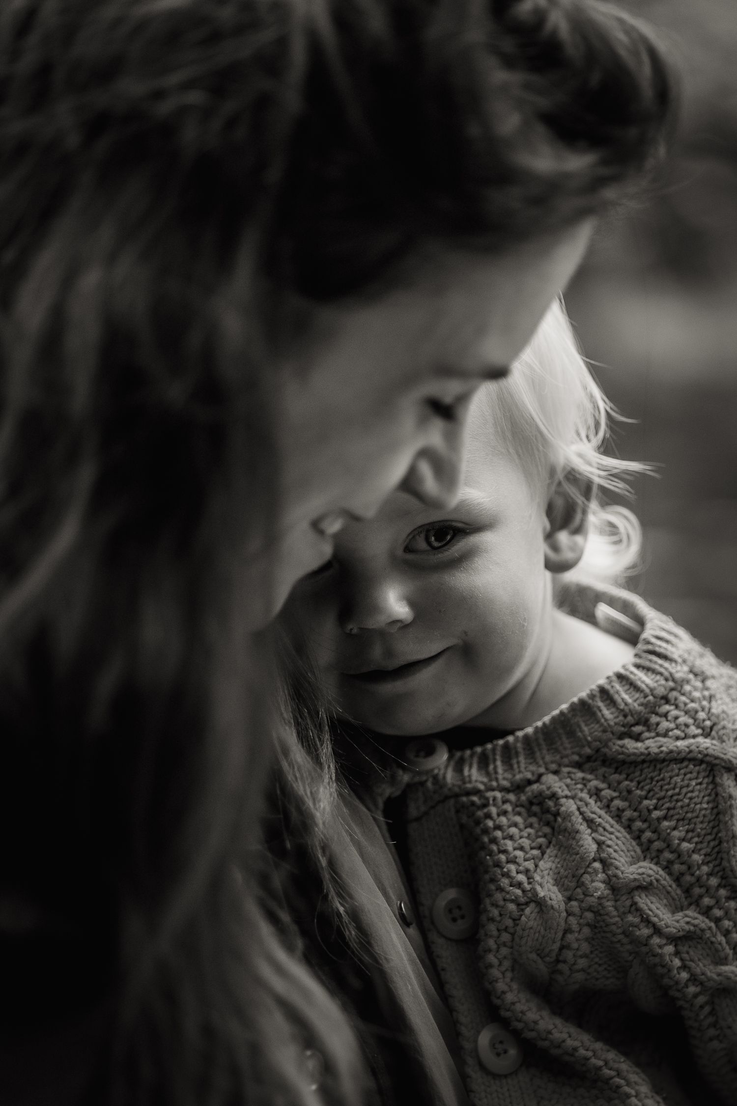 Intimate close up moment between mum and her daughter.