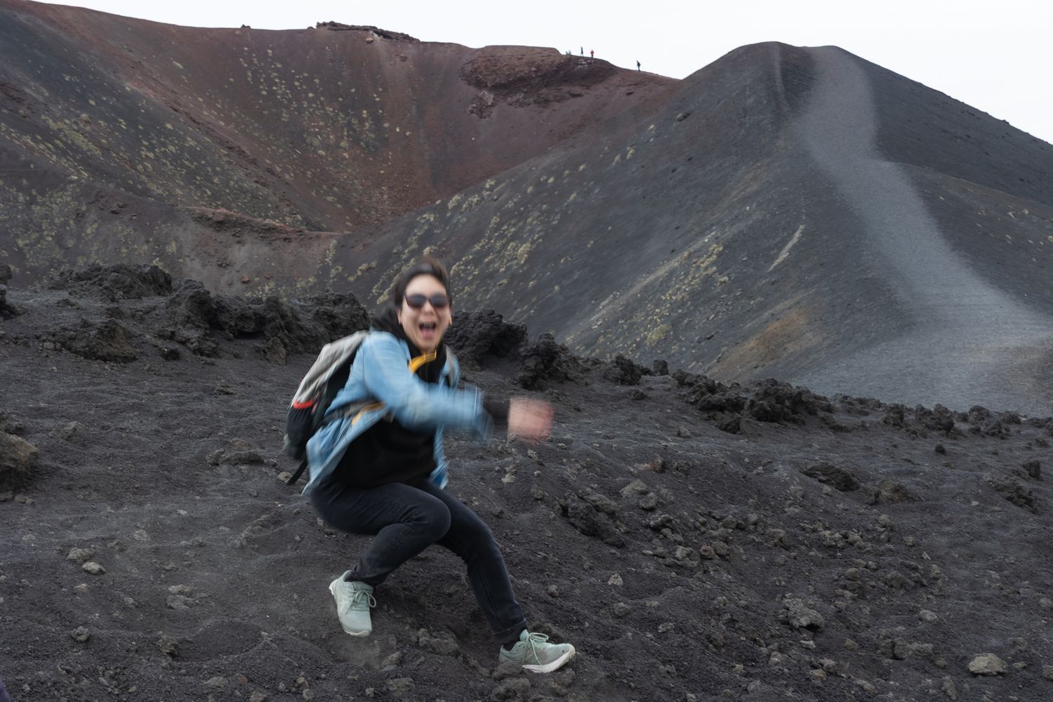 Me falling down the slopes of Mount Etna.