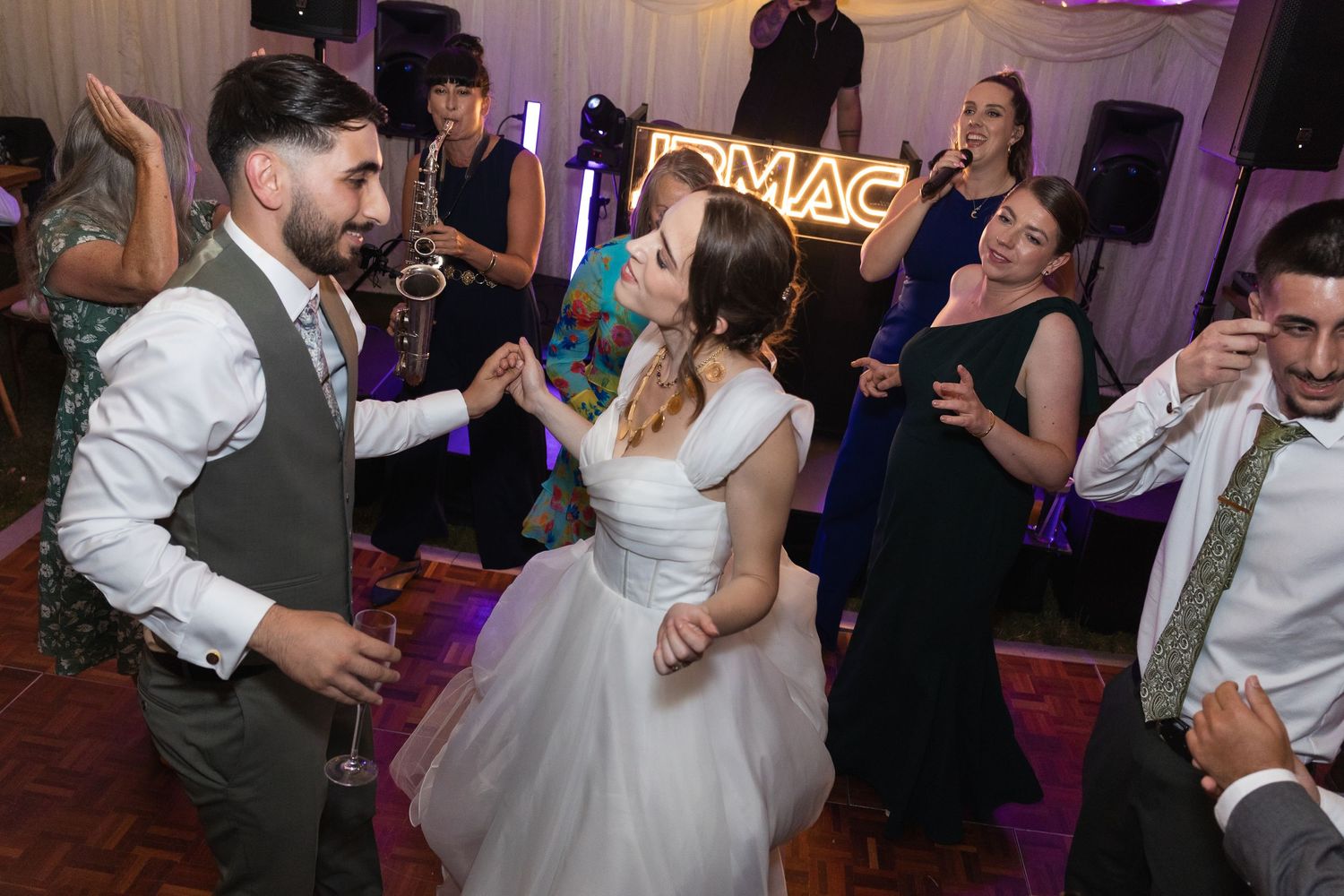Newly weds enjoying the epic dance floor at their wedding.