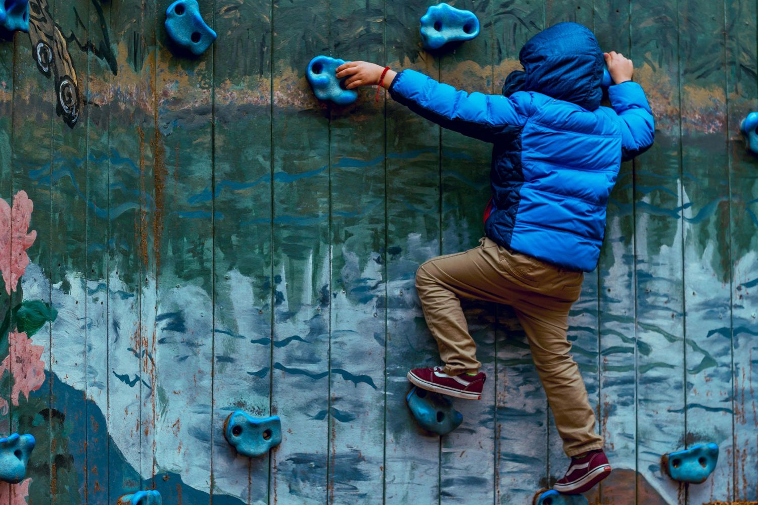 Kid rock climbing