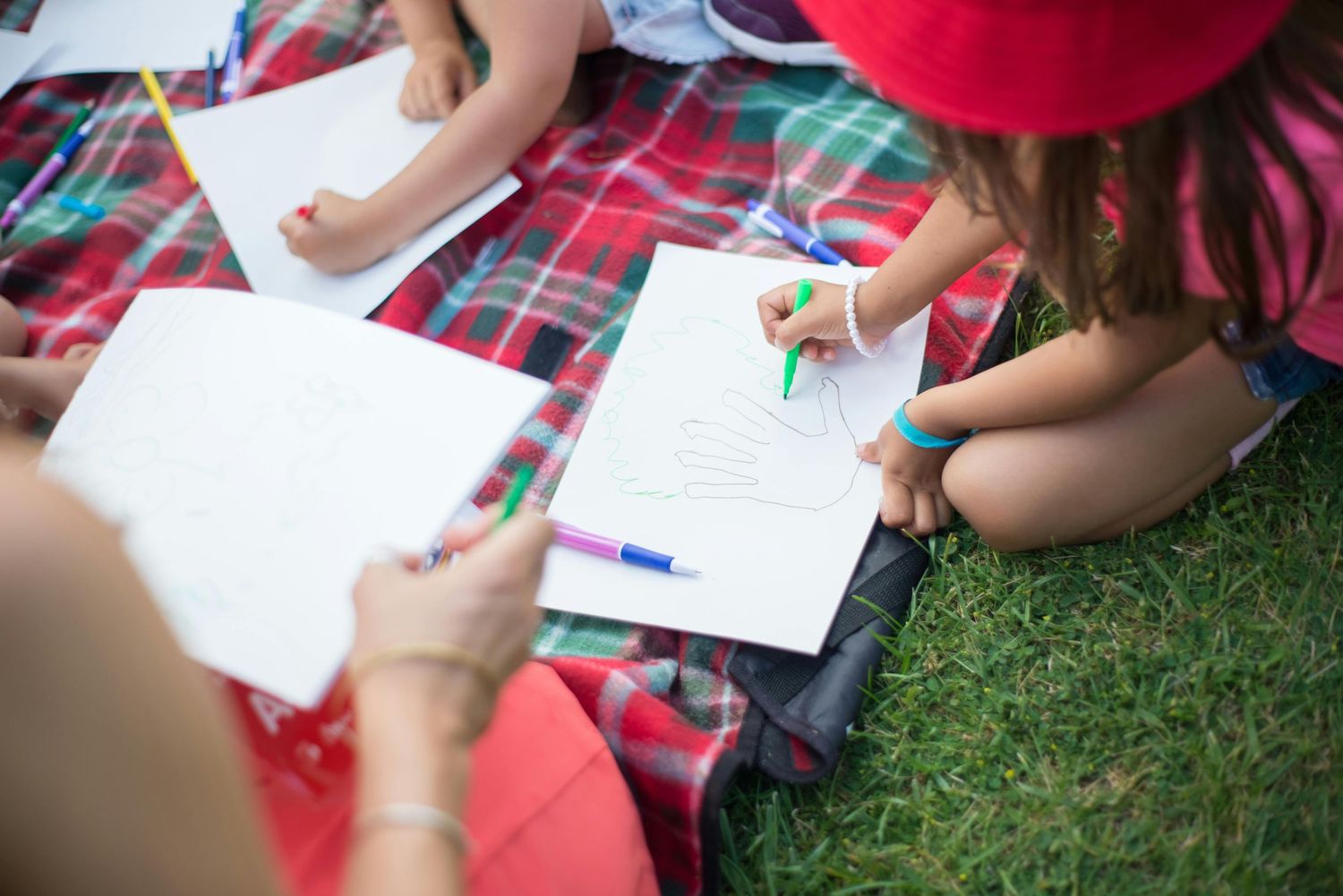 Kids writing together