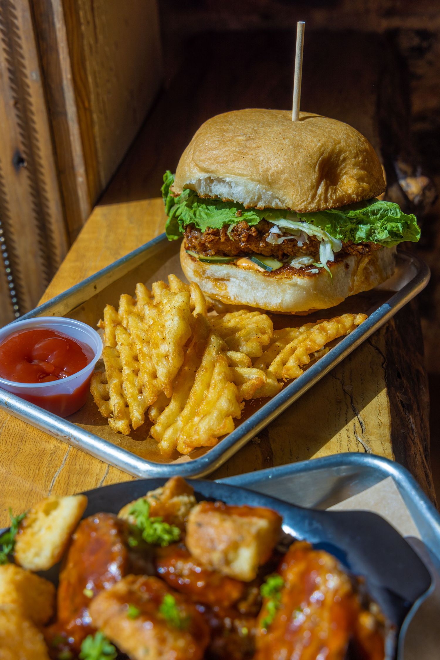 Chicken sandwich with fries