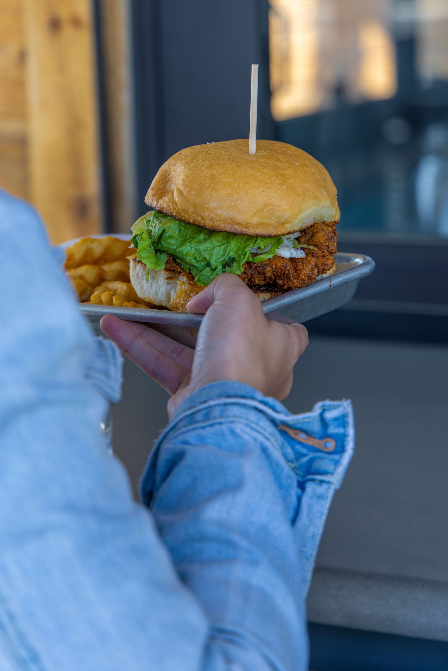 Chicken sandwich with fries