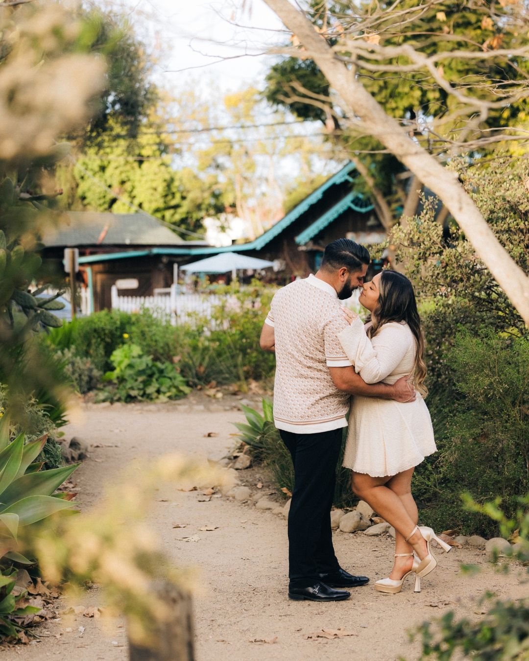 Couple on a nature trail in Southern California during a golden hour couples session by Makenzie Rae Photography, Orange County California.
