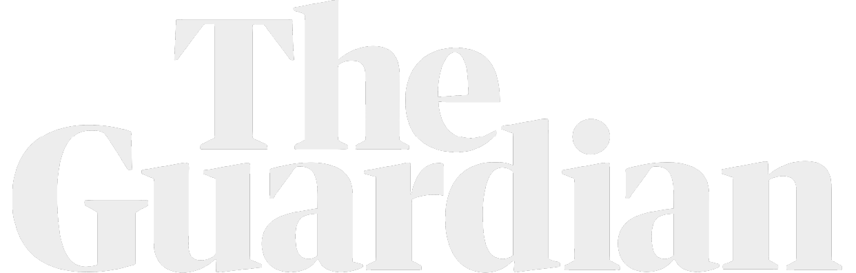 The Guardian newspaper logo displayed in light gray serif font on a white background.