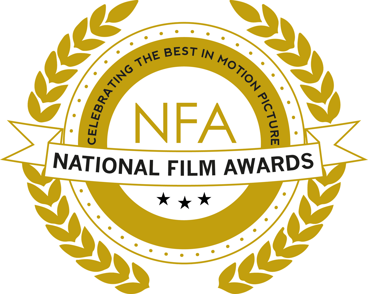 Gold laurel wreath National Film Awards logo celebrating the best in motion picture.