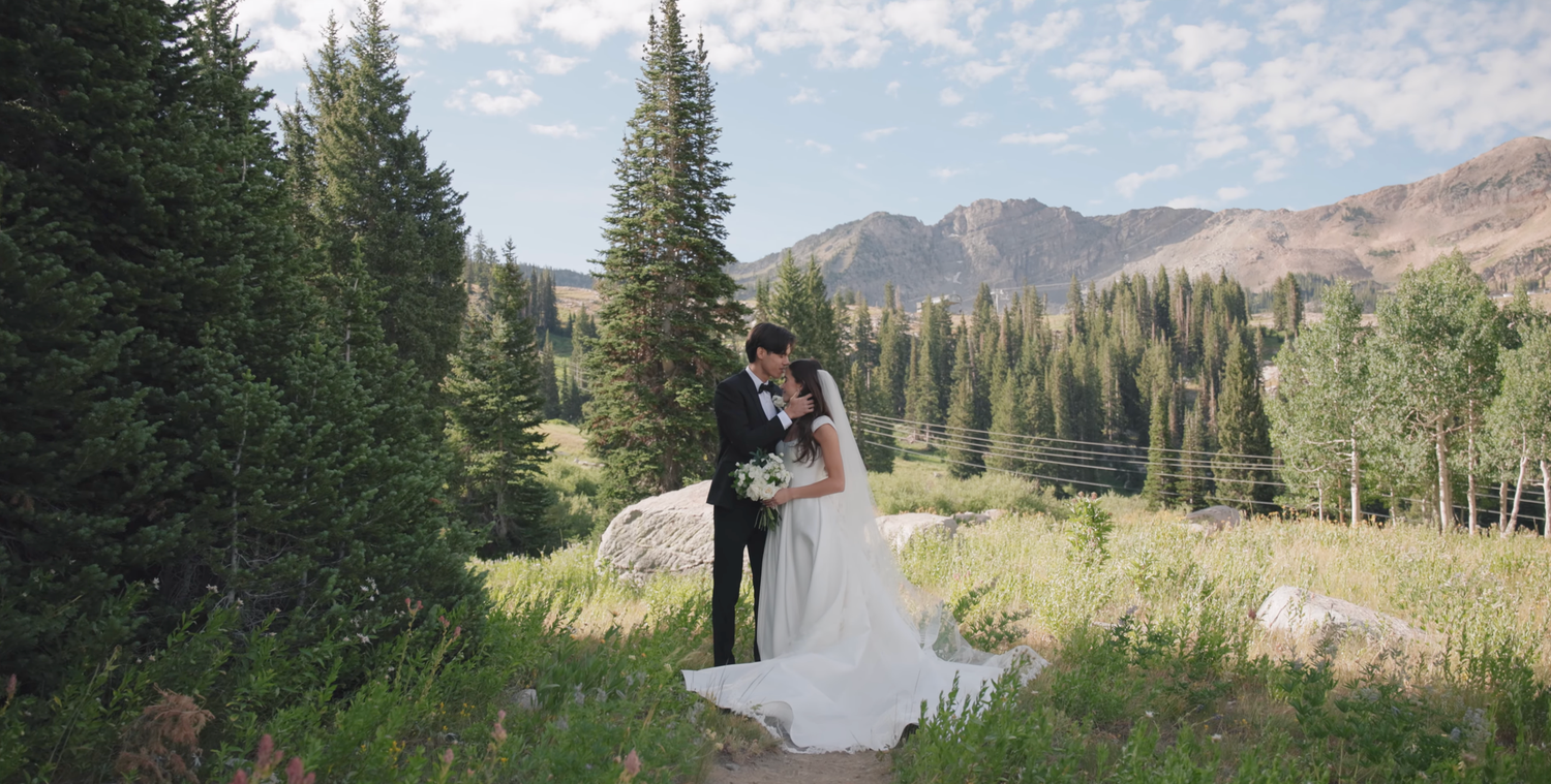 Wedding Videographer shooting in alta utah captured bride and groom