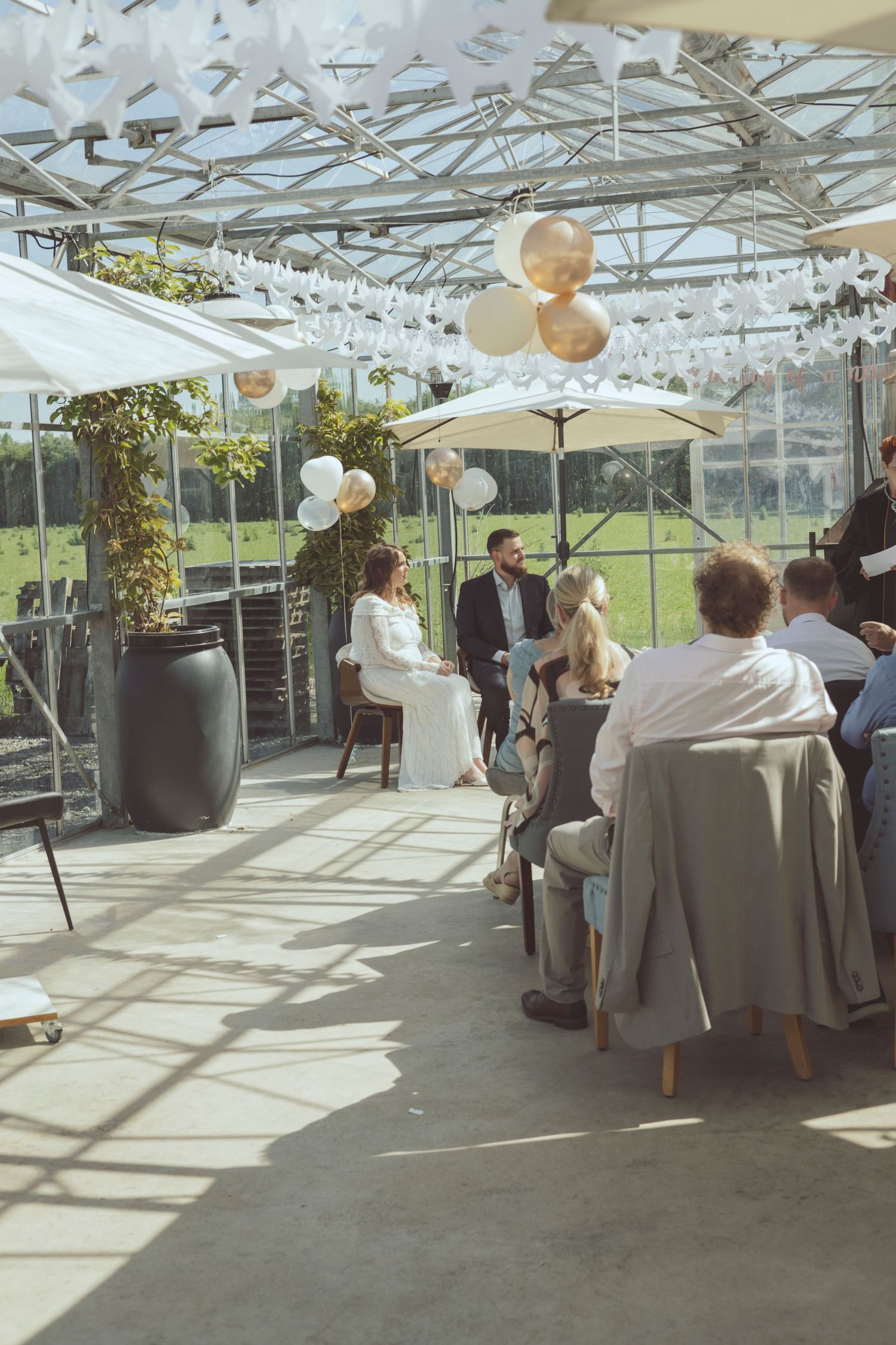 Emotional wedding ceremony moment with couple exchanging vows
