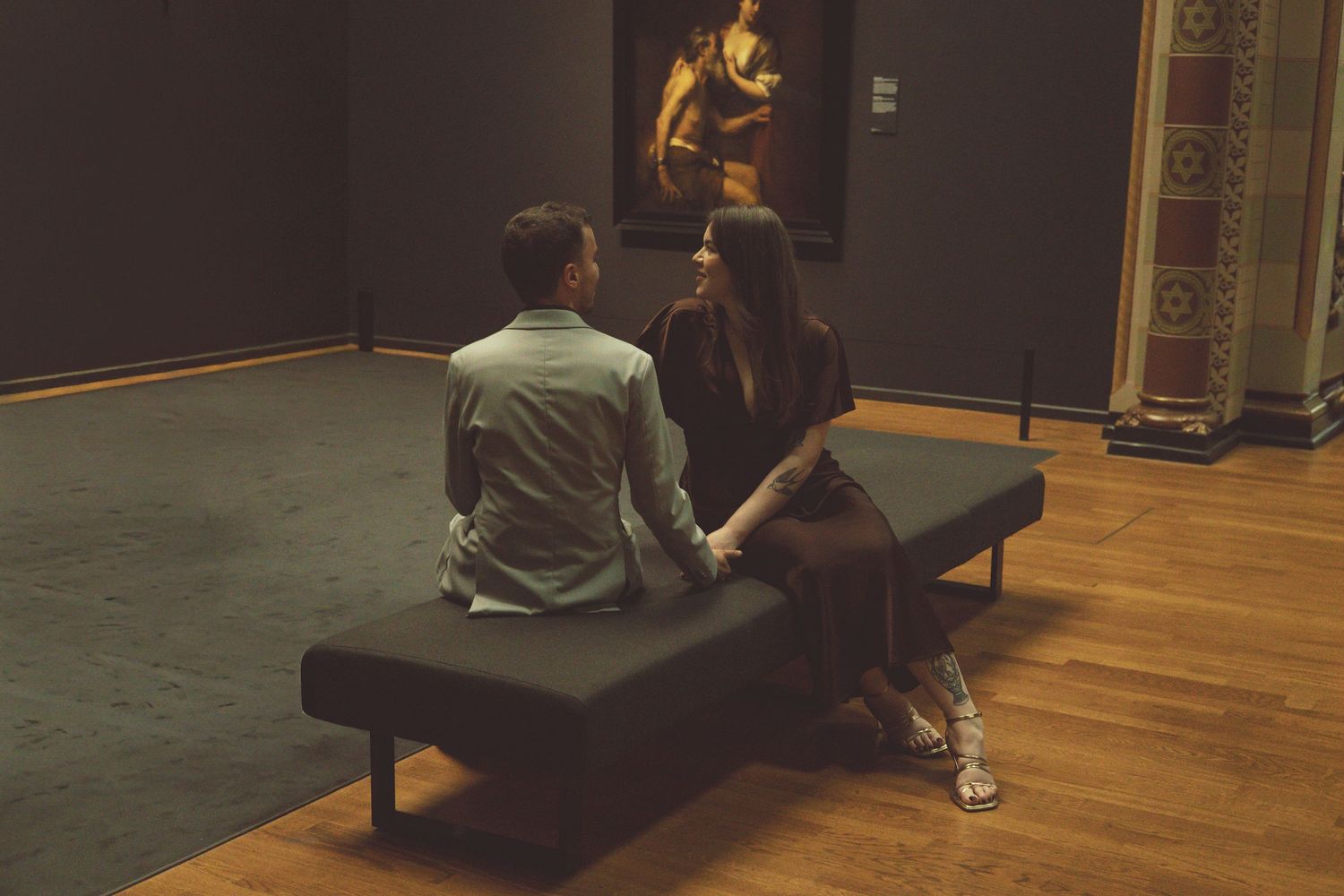 Sitting together, talking and laughing without direction
