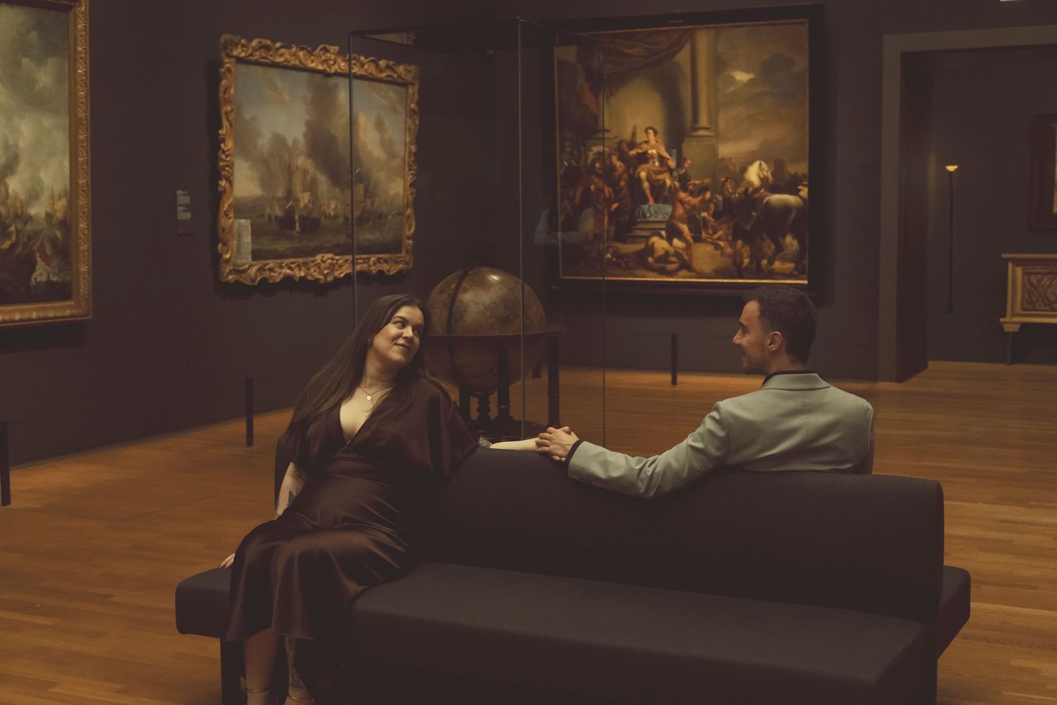 Sitting together, talking and laughing without direction