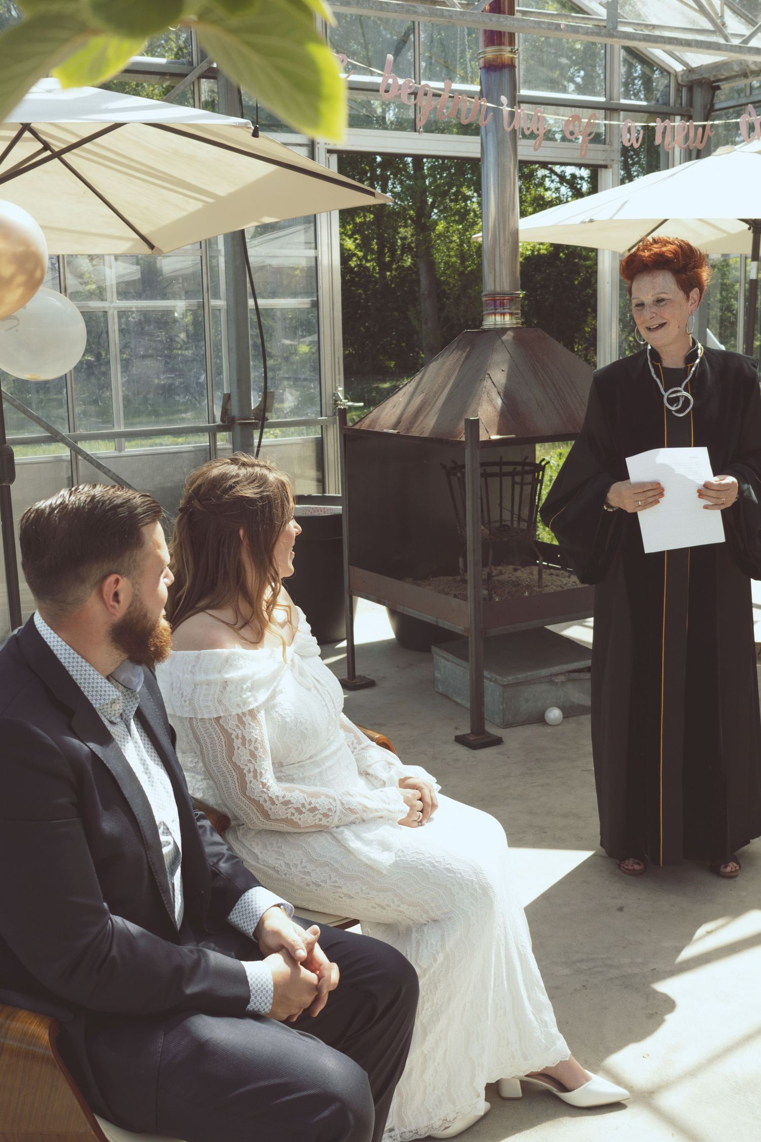 Emotional wedding ceremony moment with couple exchanging vows