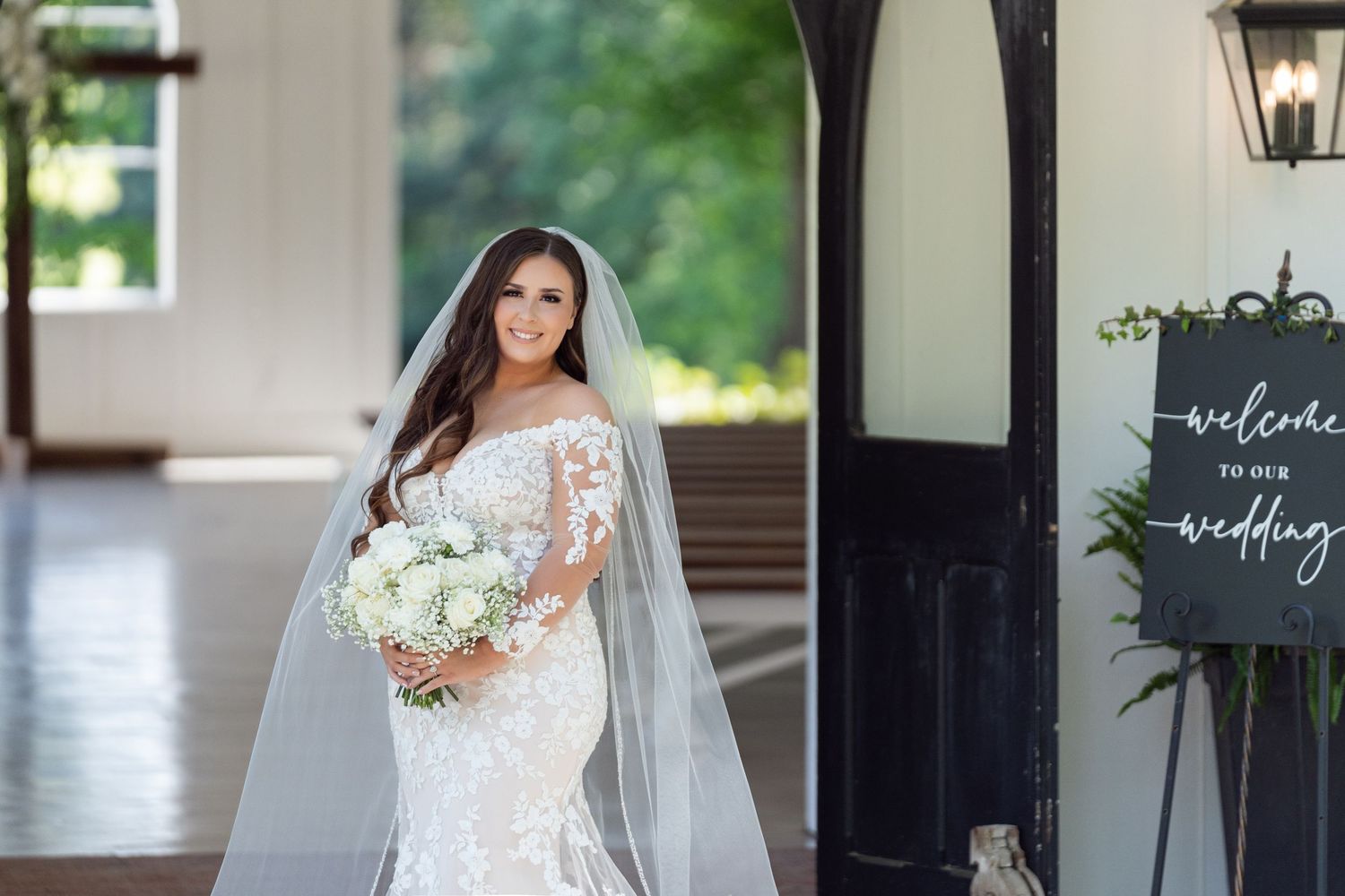 A collage of elegant wedding photos showing bridal details, floral arrangements, and venue decorations in soft natural light.
