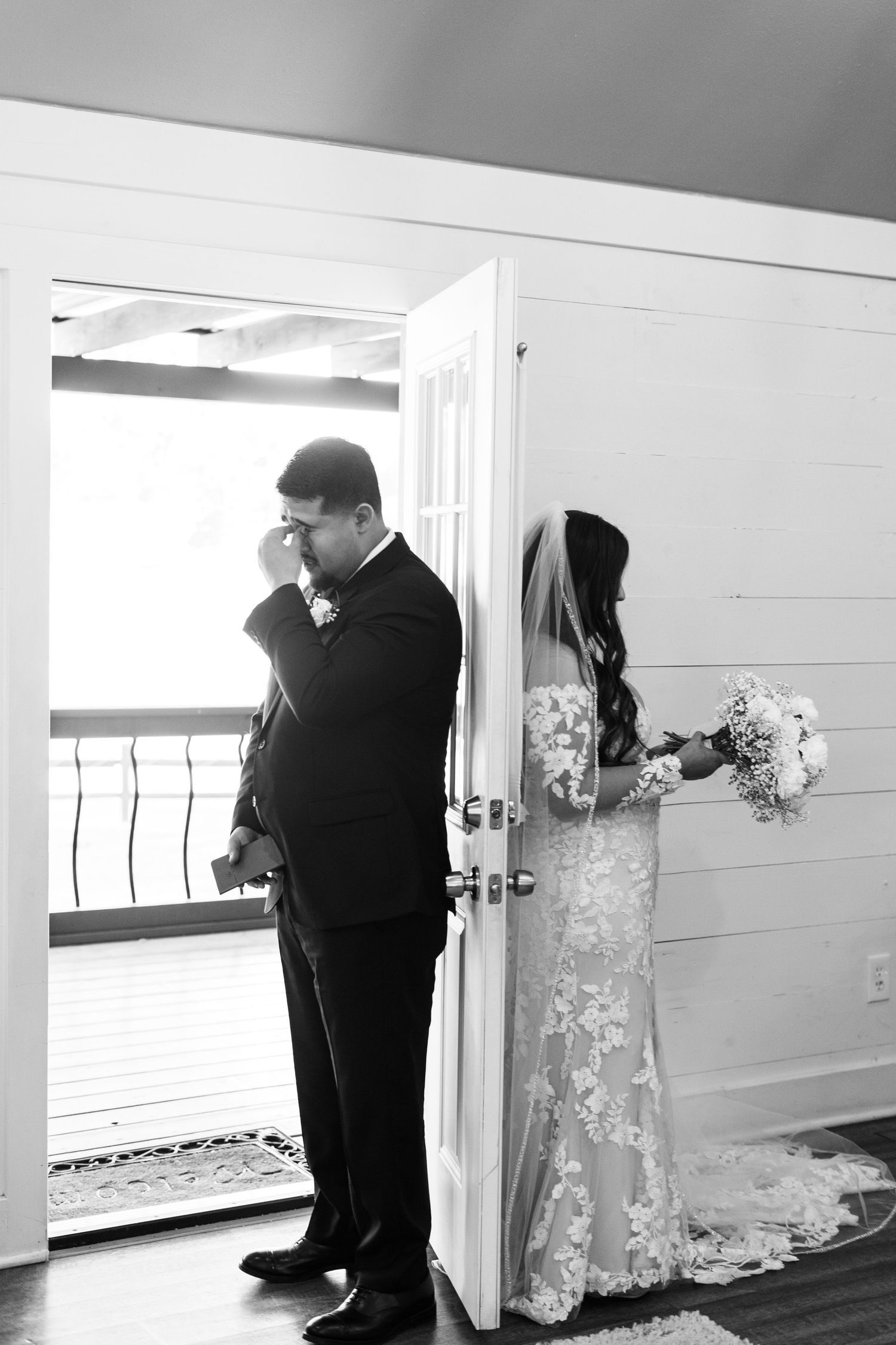 A black and white photo series showing someone looking through a window in multiple sequential frames.